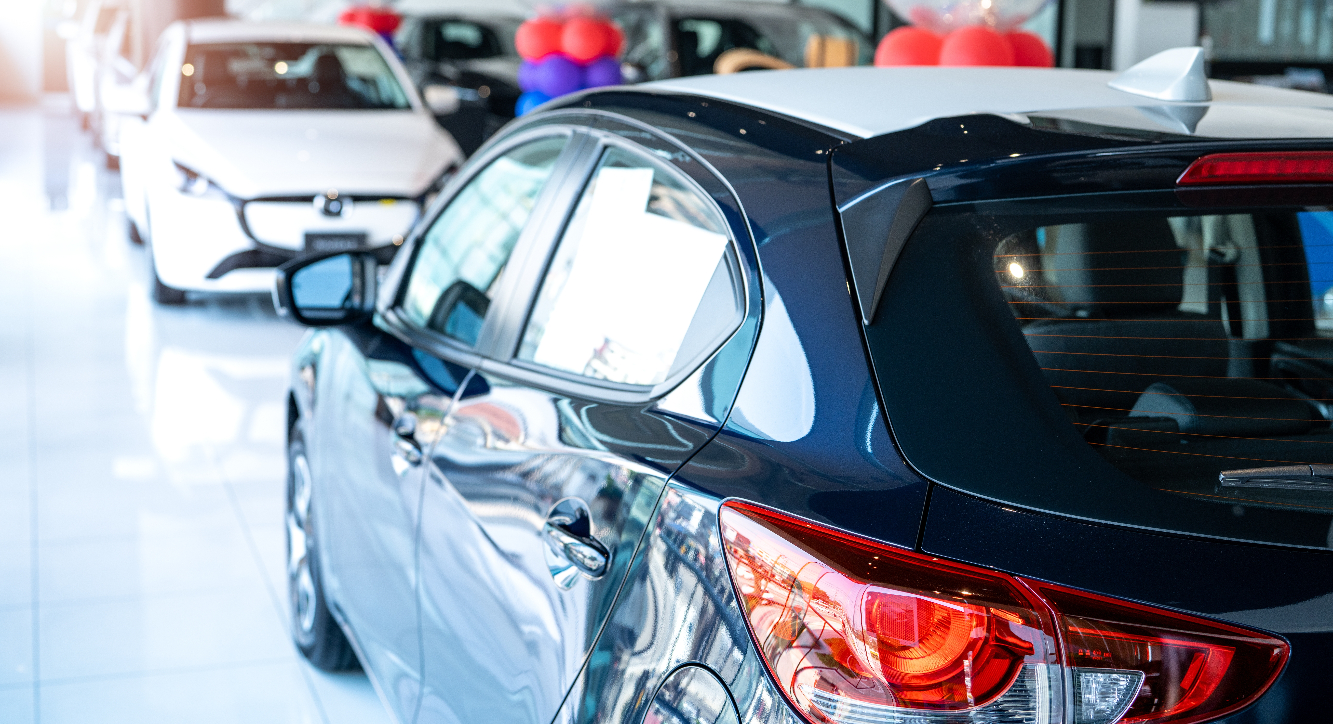 A car dealership's showroom.