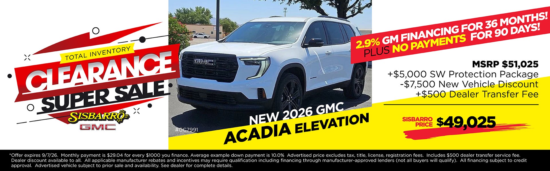 Acadia Clearance Sale