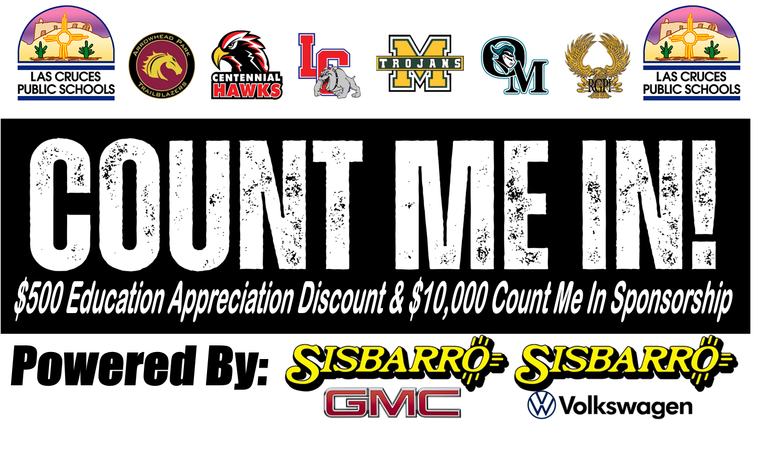 Count Me In powered by Sisbarro and community partners supporting Las Cruces Public Schools